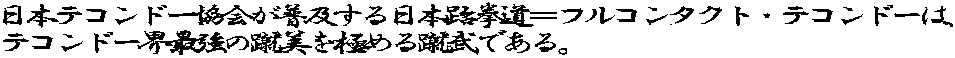 日本テコンドー協会が普及する日本拳道＝フルコンタクト・テコンドーは、 テコンドー界最強の蹴美を極める蹴武である。